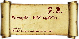 Faragó Mátyás névjegykártya